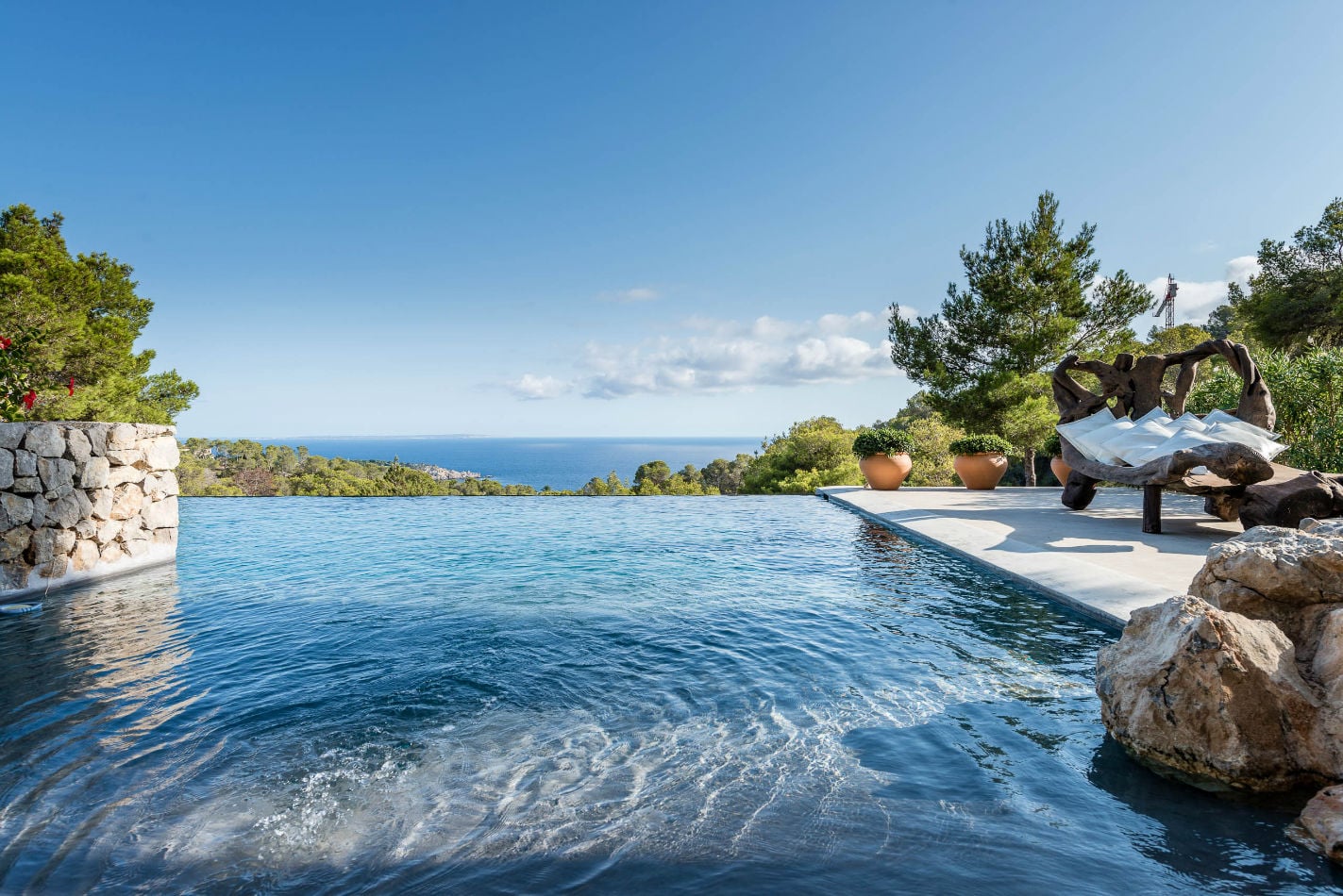 Ibiza villa rentals: infinity pool overlooking the Mediterranean